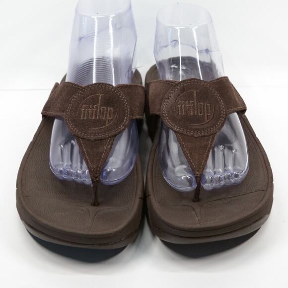 FITFLOP Suede Thong Sandals Wobble Board Flip Flops 026-030 Brown Womens Sz 7 - Picture 1 of 8